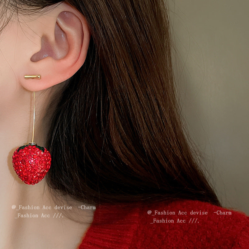 Alloy Diamond Strawberry Cherry Earrings MIC-HuiH010