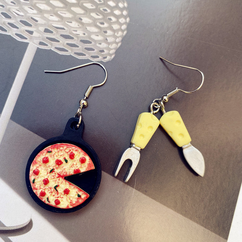 Alloy acrylic simulated pizza earrings MIC-ChouT051