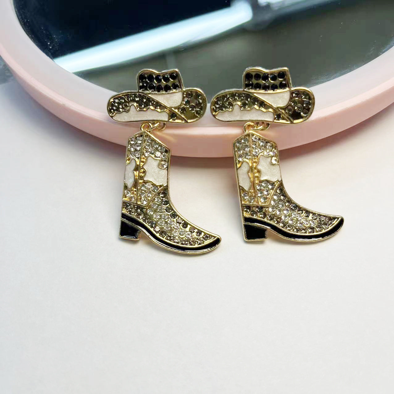 Alloy diamond studded boots and earrings (Minimo de compra 2) MIC-HLM014