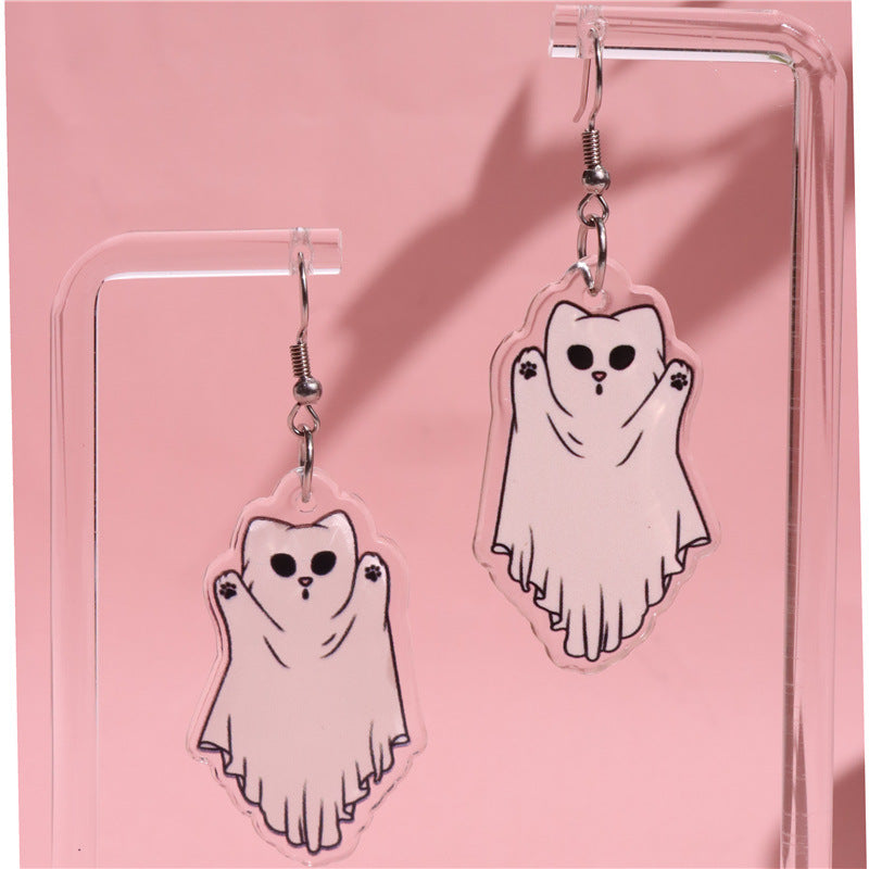 Alloy Pumpkin Cat Ghost Cat Earrings (Minimo de compra 2) MYA-HuanQ004