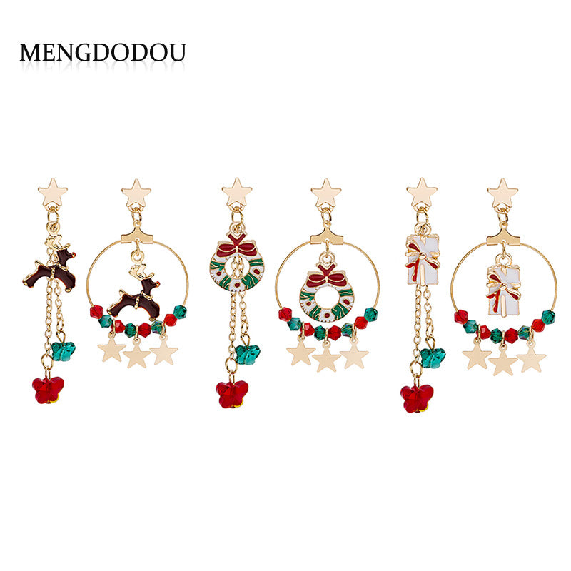 Alloy Cute Christmas Elk Star Earrings (Minimo de Compra 2) MIC-MDD084