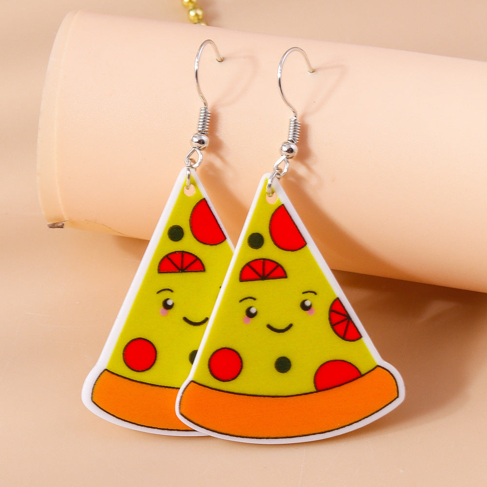 Acrylic cartoon pizza milk tea earrings (Minimo de Compra 2) MIC-YueS008