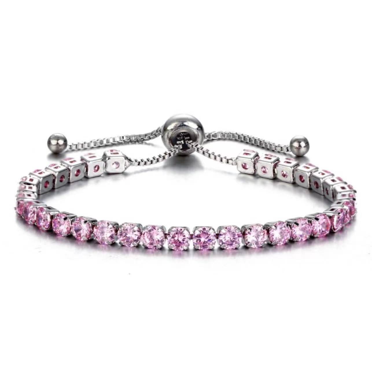 Alloy 4mm round single row full diamond bracelet (Minimo de Compra 2) MIC-LinD005