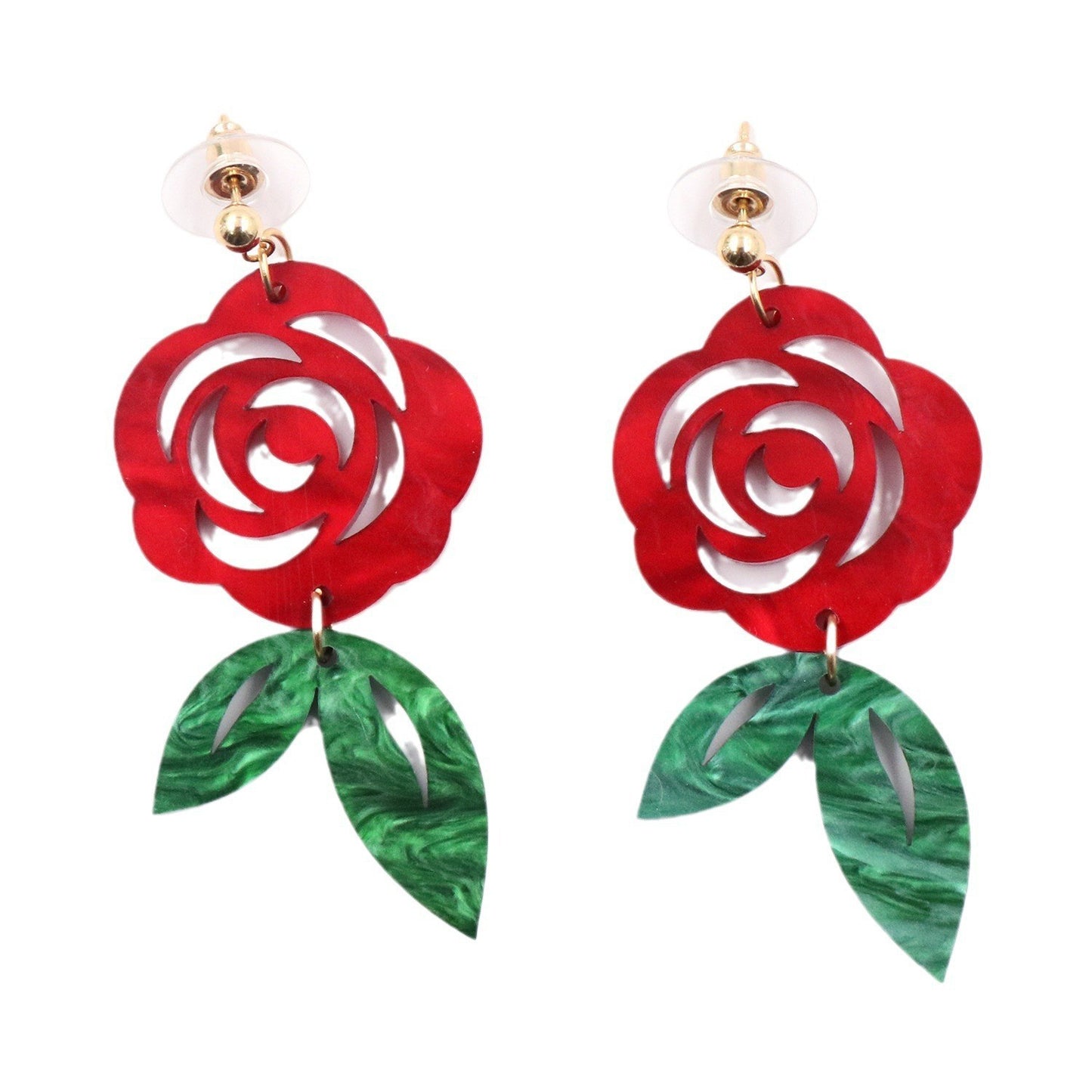 Alloy acrylic rose earrings (Minimo de compra 5) MIC-XiaoY086