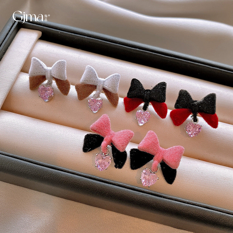 Alloy Bow Heart Earrings (Minimo de compra 2) MIC-FengM004