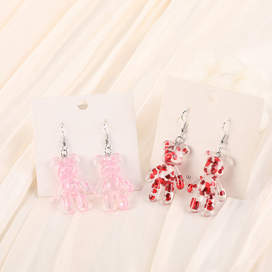 Acrylic glitter pink heart earrings (Minimo de Compra 2) MYA-YueZ006