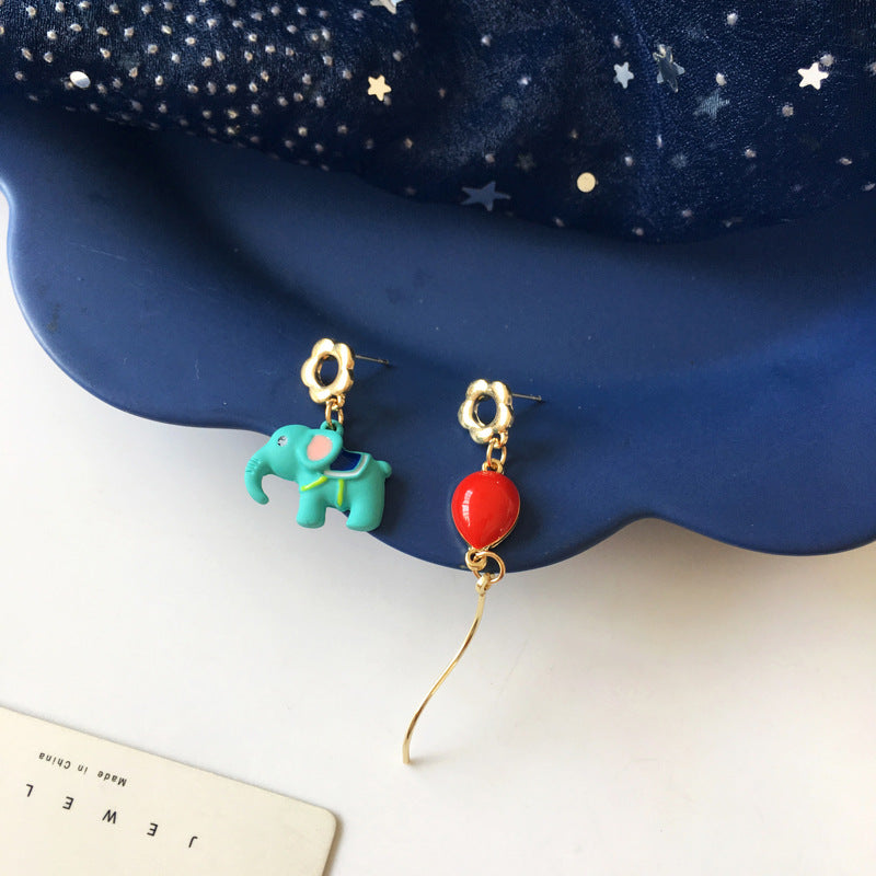 S925 silver needle cartoon funny elephant earrings MIC-BaoY052