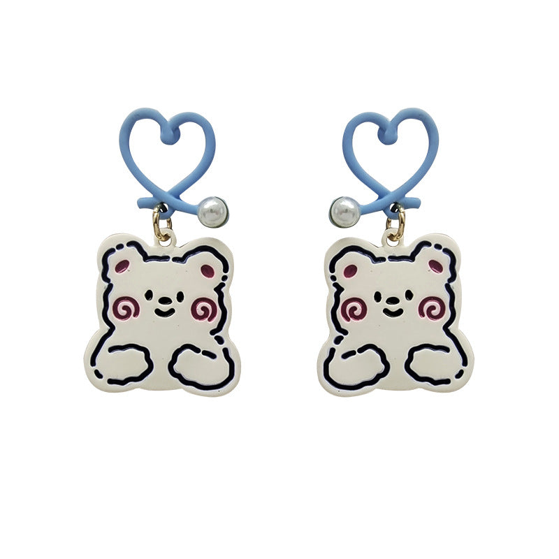 Alloy blue hollow heart earrings (Minimo de Compra 2) MIC-BLD042