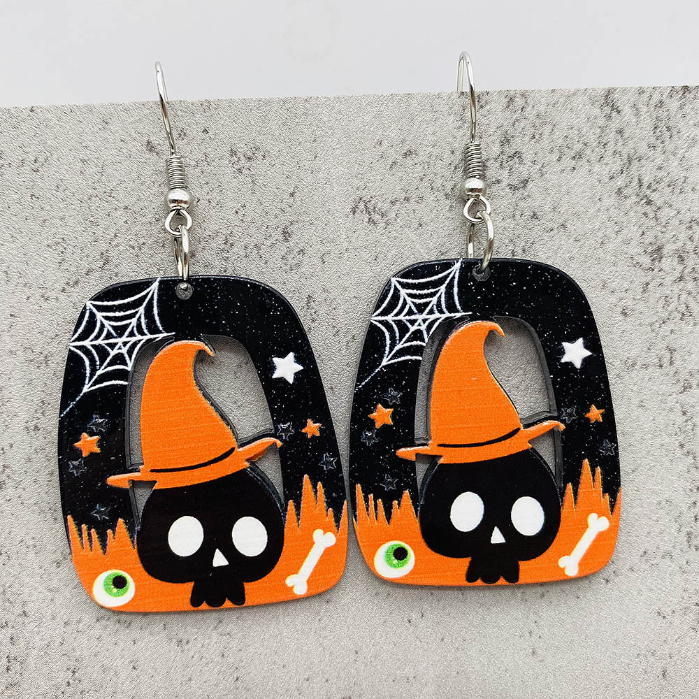 Acrylic Halloween Pumpkin Ghost Earrings (Minimo de Compra 2) MIC-ChenY011