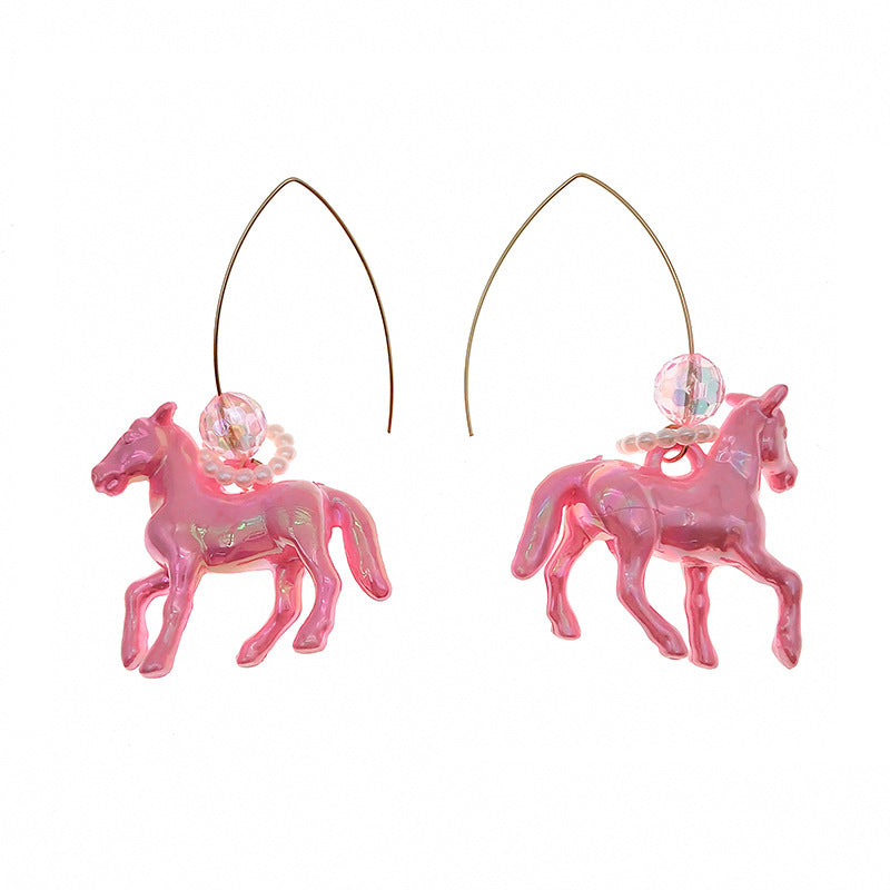 Resin Unicorn Pink Pearl Earrings (Minimo de compra 2) MIC-LinC003