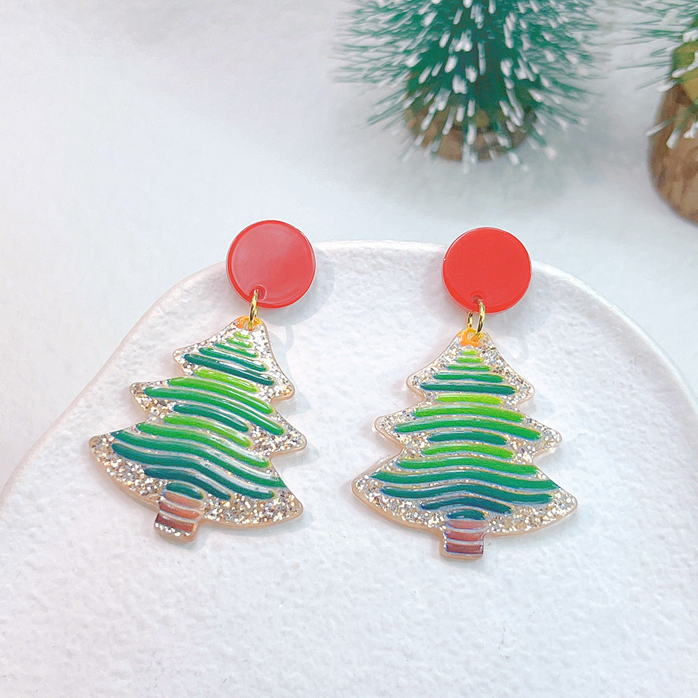 Alloy printed Christmas tree earrings (Minimo de Compra 2) MYA-PingH038