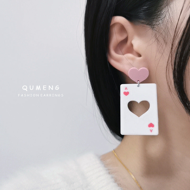 Acrylic New Pink Heart Hollow Earrings (Minimo de Compra 2) MIC-QingM006