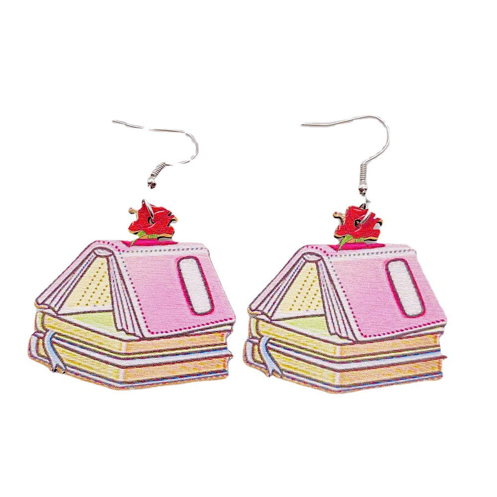 Alloy student wooden earrings MIC-ChenY008