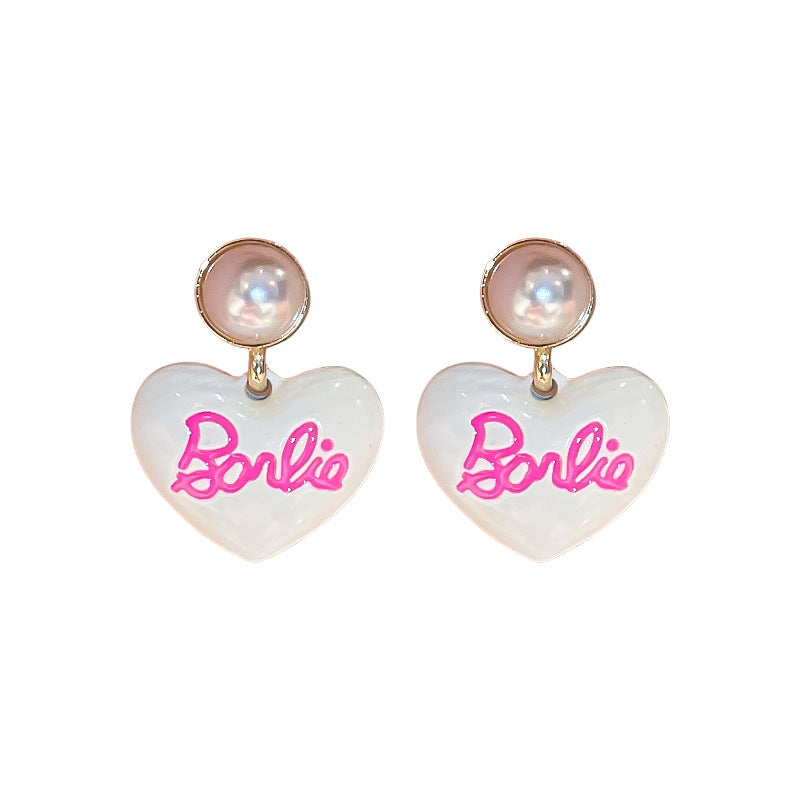 Alloy English Letter Pearl Dropping Oil Earrings (Minimo de Compra 2) MIC-BY004