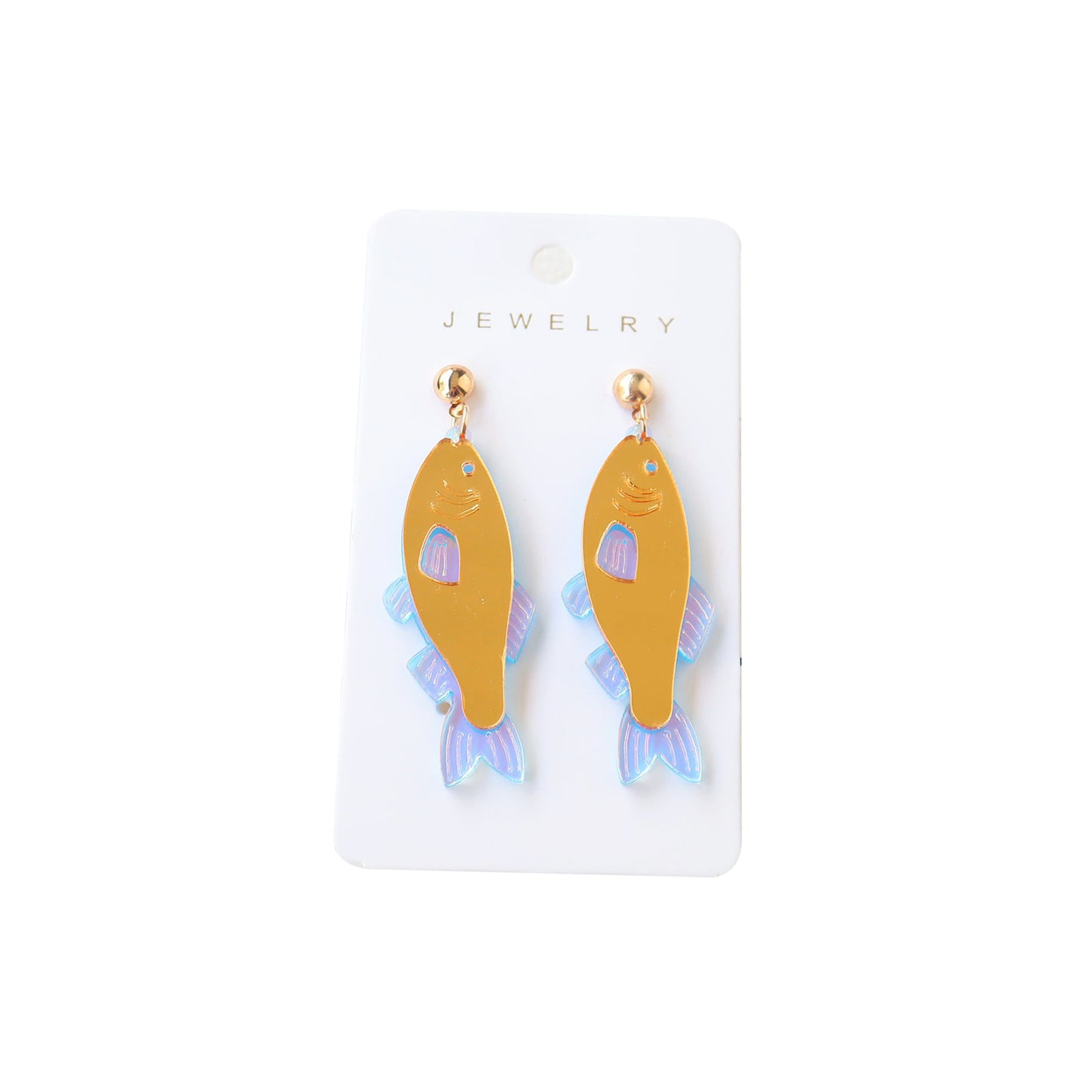 Alloy acrylic gold mirror fish earrings MIC-OuG125