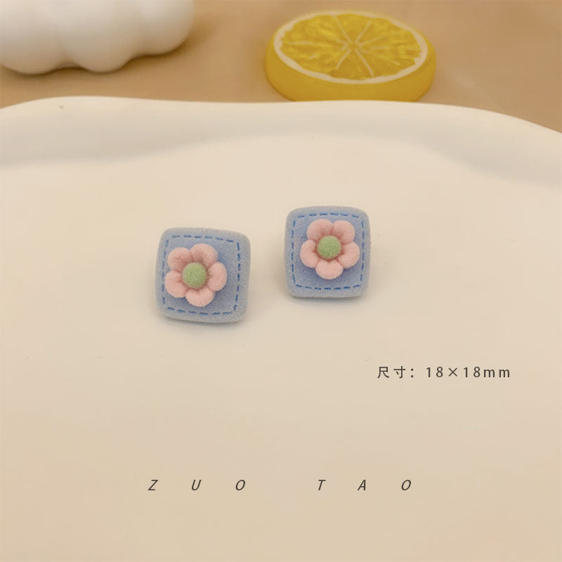 Flocking New Love Flower Earrings MIC-XingW005