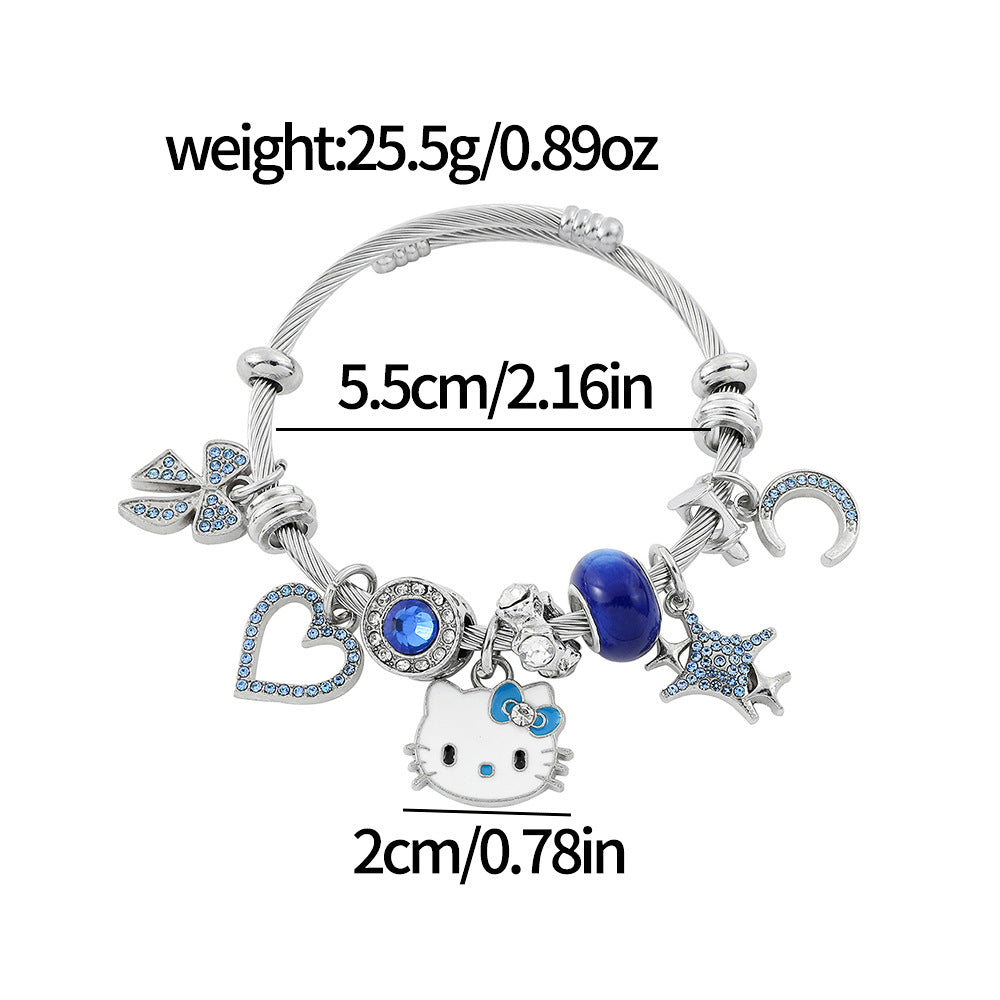 Alloy Blue Diamond KT Cat Bracelet (Minimo de Compra 5) MIC-ZhuoX020