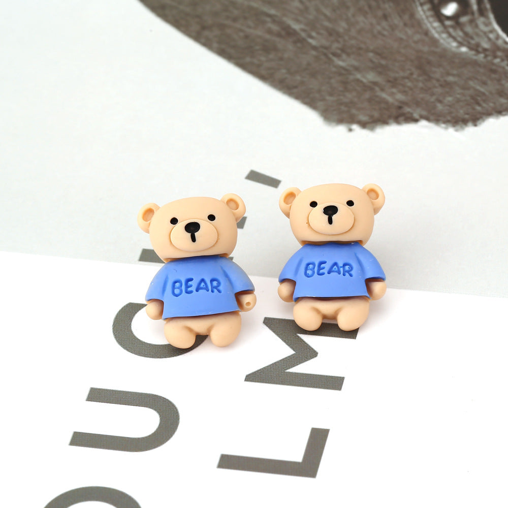 Alloy blue bear earrings MYA-ManY019