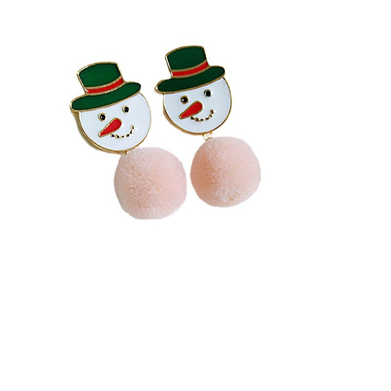 Alloy hairy ball snowman earrings MIC-AiM020