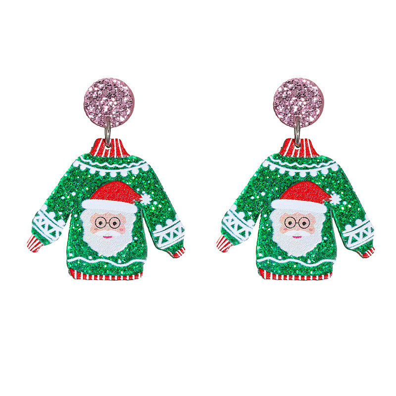 Acrylic Santa Claus Earrings  (Minimo de Compra 2) MYA-MiL007