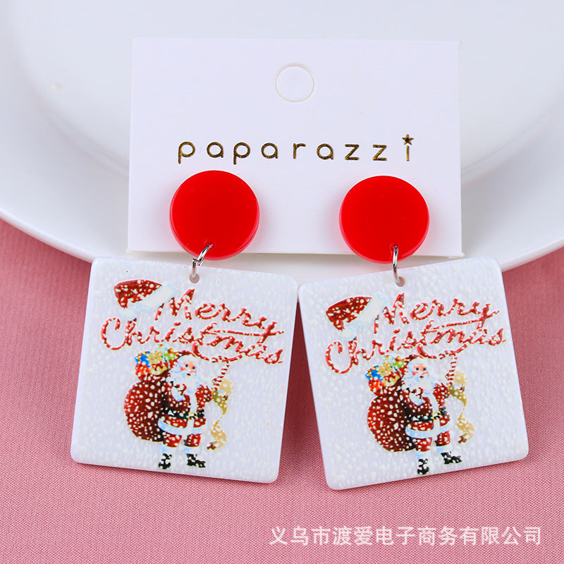 Acrylic Christmas Cartoon Gift Socks Earrings MIC-DuA099