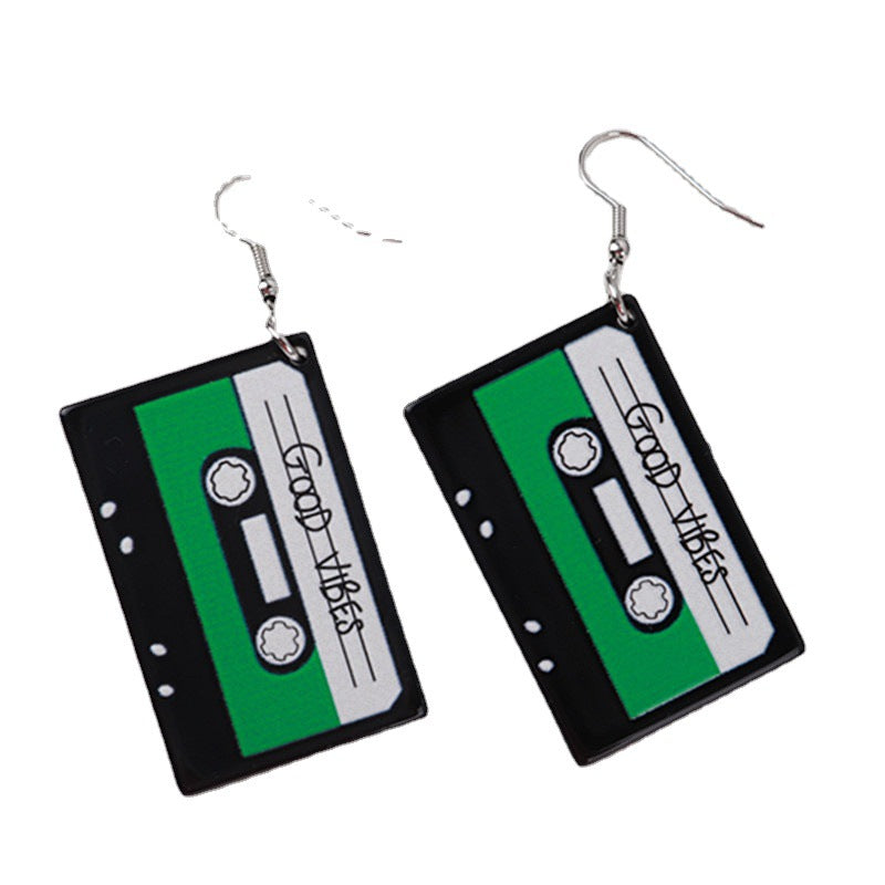 Acrylic Hip Hop Retro Tape Earrings MYA-ChouD045