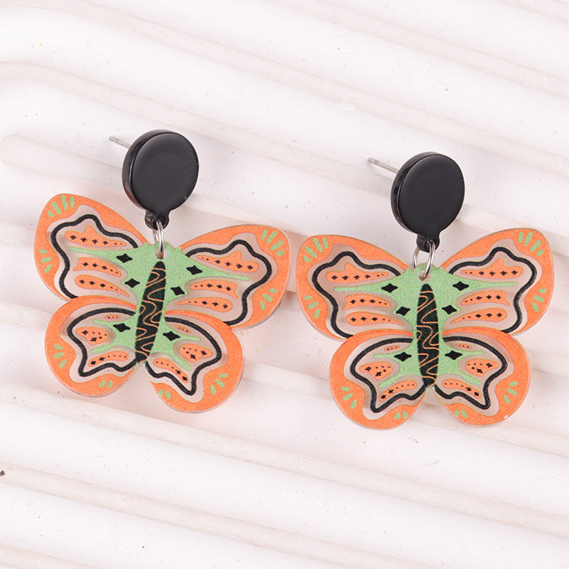 Acrylic contrasting butterfly earrings MYA-DuA088