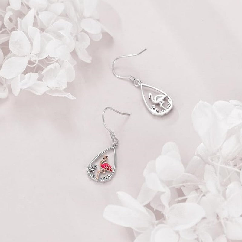 Alloy beautiful flamingo studded with diamond earrings (Minimo de compra 10) MIC-ZhuY010