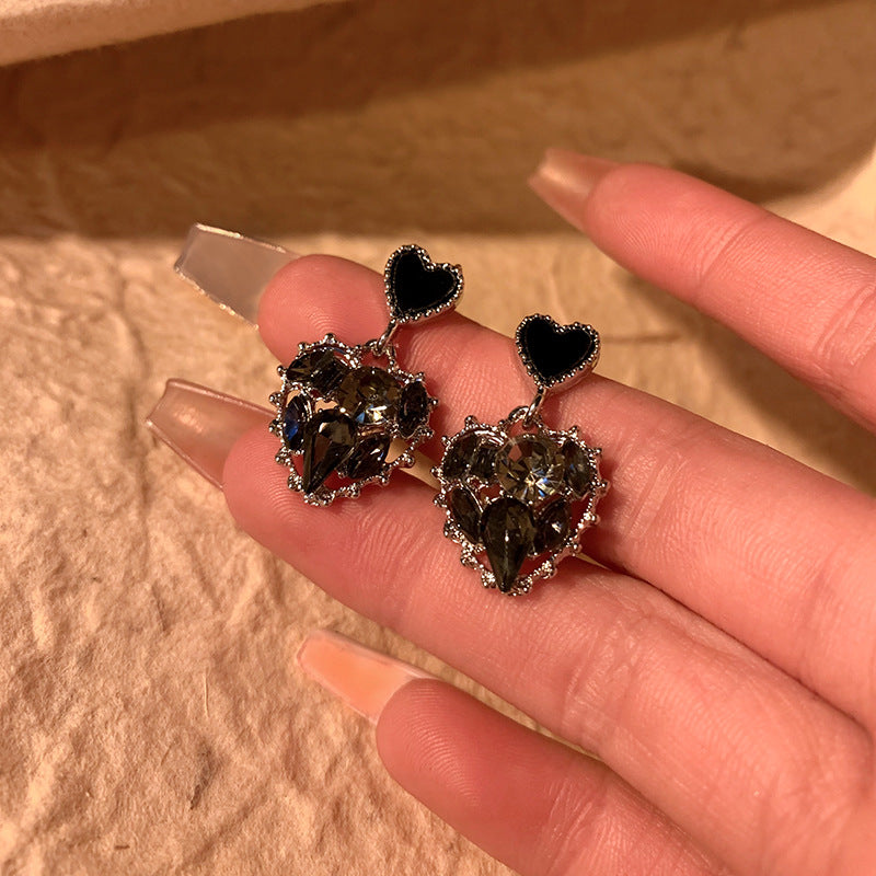 Alloy black heart earrings MIC-HanK002