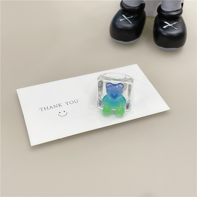 Resin Vintage Two tone Bear Ring MIC-JianY004