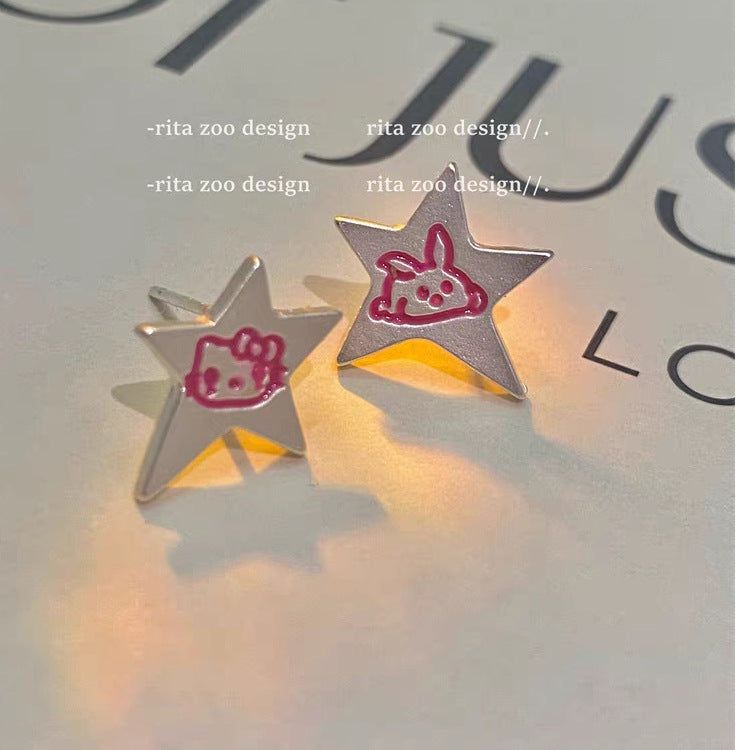 Resin Star Rabbit Earrings (Minimo de Compra 2) MIC-XiM046