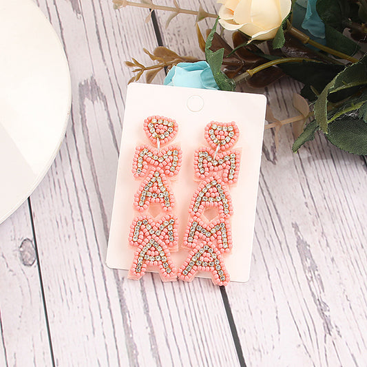 Alloy Bohemian Beaded Mother's Day Earrings (Minimo de compra 6) MIC-ManT004