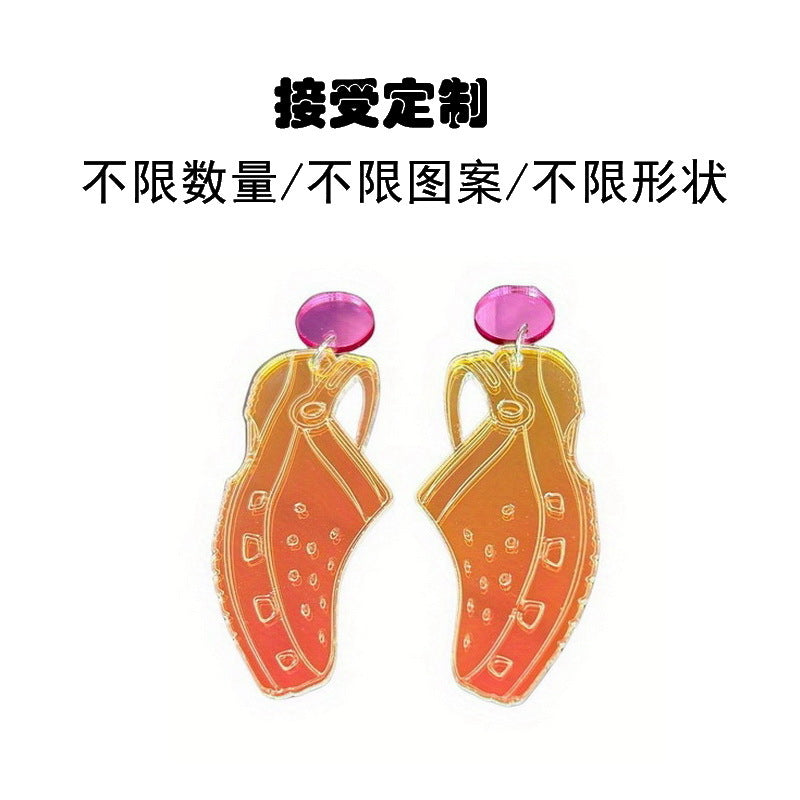 Acrylic Mirror Hole Shoes Earrings MYA-XueP131