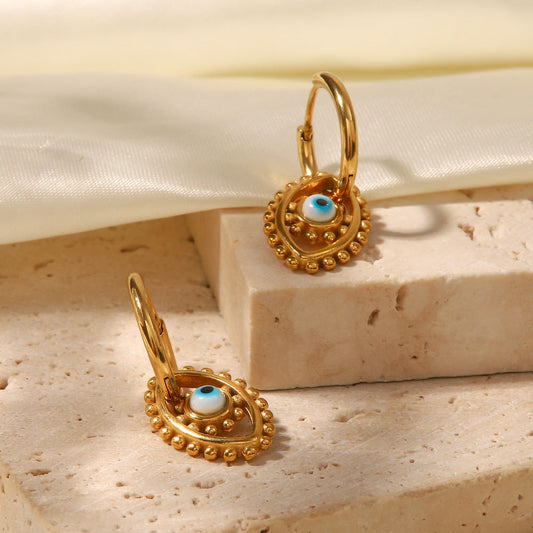 Evil Eye Gold Plated Zircon Earrings MIC-WanX007