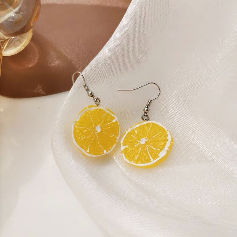 Alloy Fresh Lemon Simulated Fruit Earrings MIC-KaL012