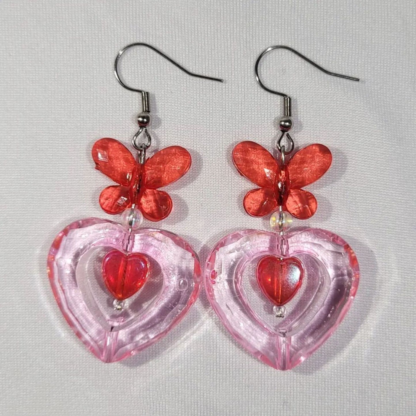 Resin Heart Butterfly Girl Earrings MIC-YuX008