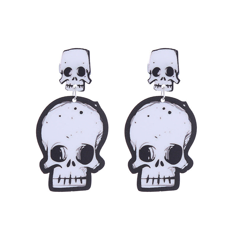 Acrylic Funny Skull Head Earrings (Minimo de Compra 2) MIC-ChouT034