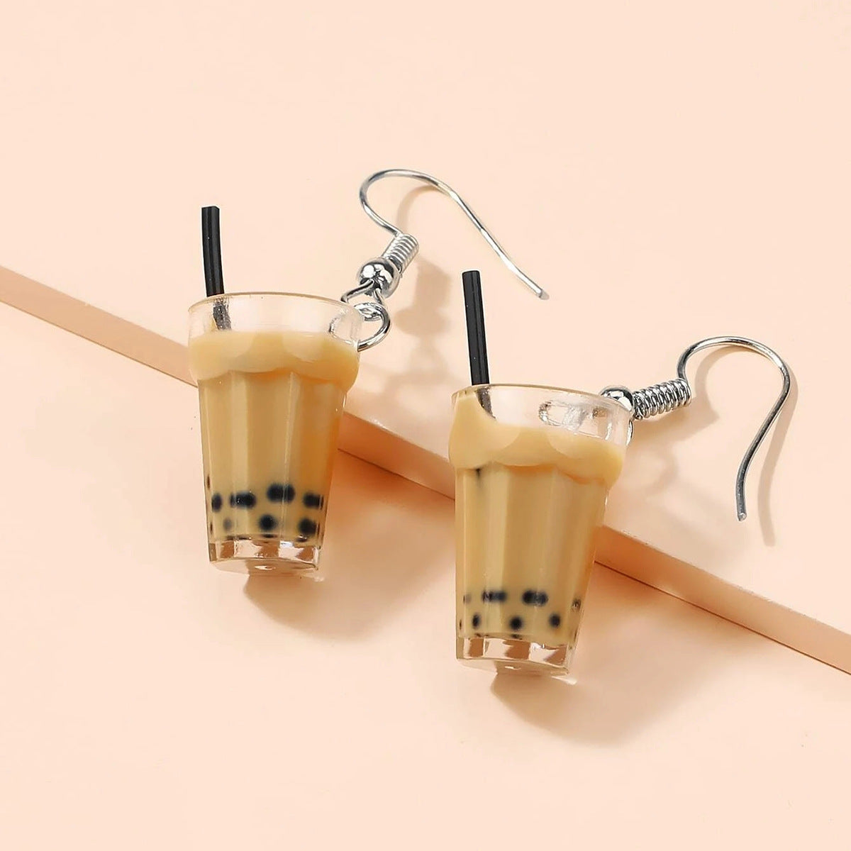 Acrylic pearl milk tea beverage earrings MIC-JianL014