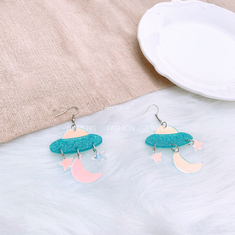 Acrylic Moon Star Earrings （Minimo de compra 2） MIC-OuG016