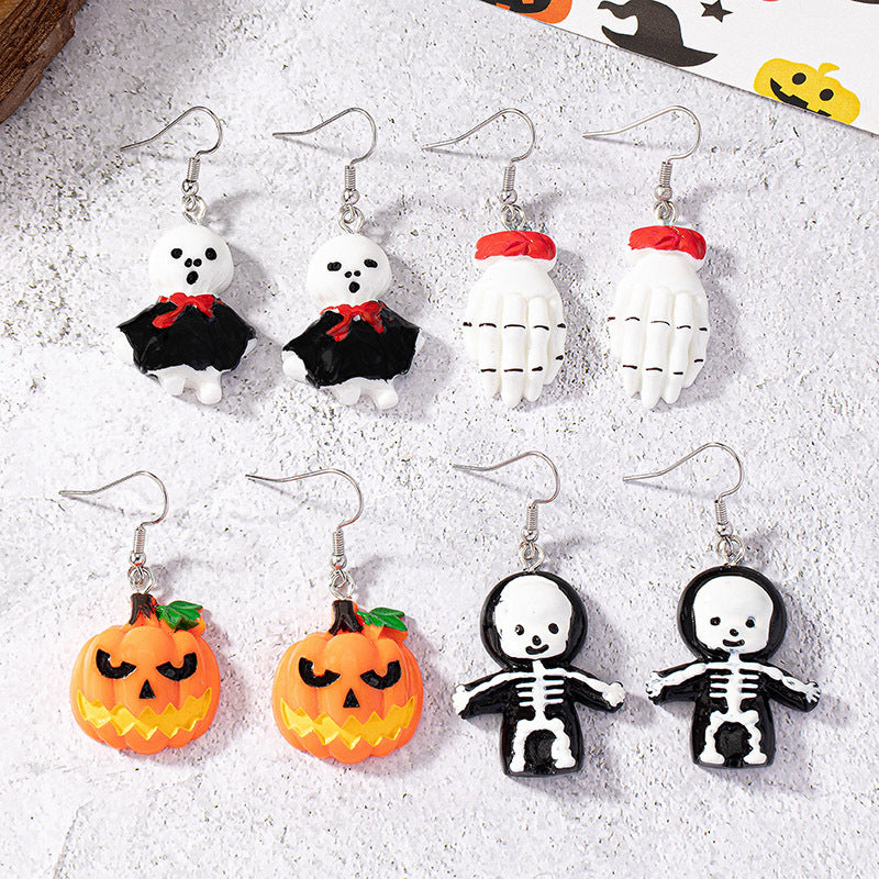 Alloy cartoon funny pumpkin ghost earrings MYA-JLD011