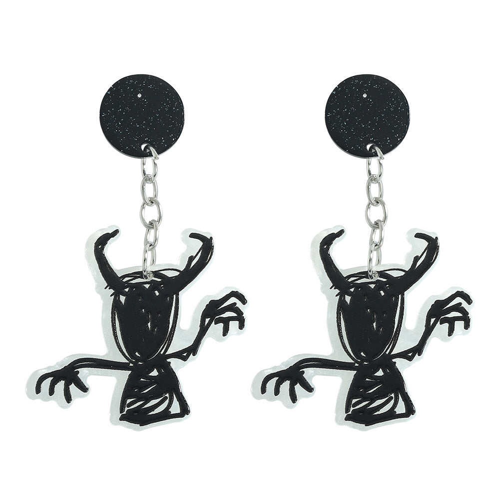 Acrylic Halloween Fun Skeleton Earrings (Minimo de Compra 2) MIC-JiqQ002