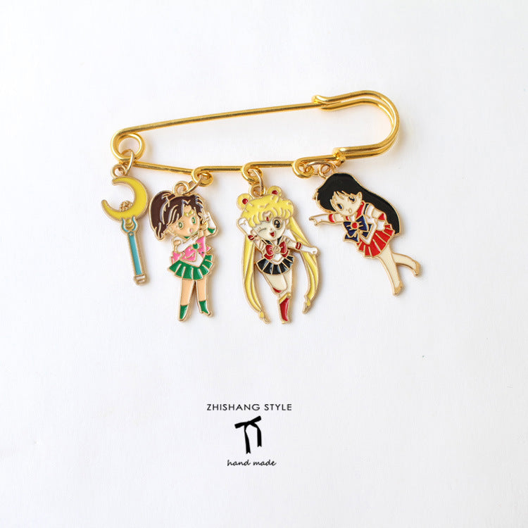 Alloy cartoon beautiful girl warrior brooch (Minimo de Compra 2)  MIC-ZhiS039