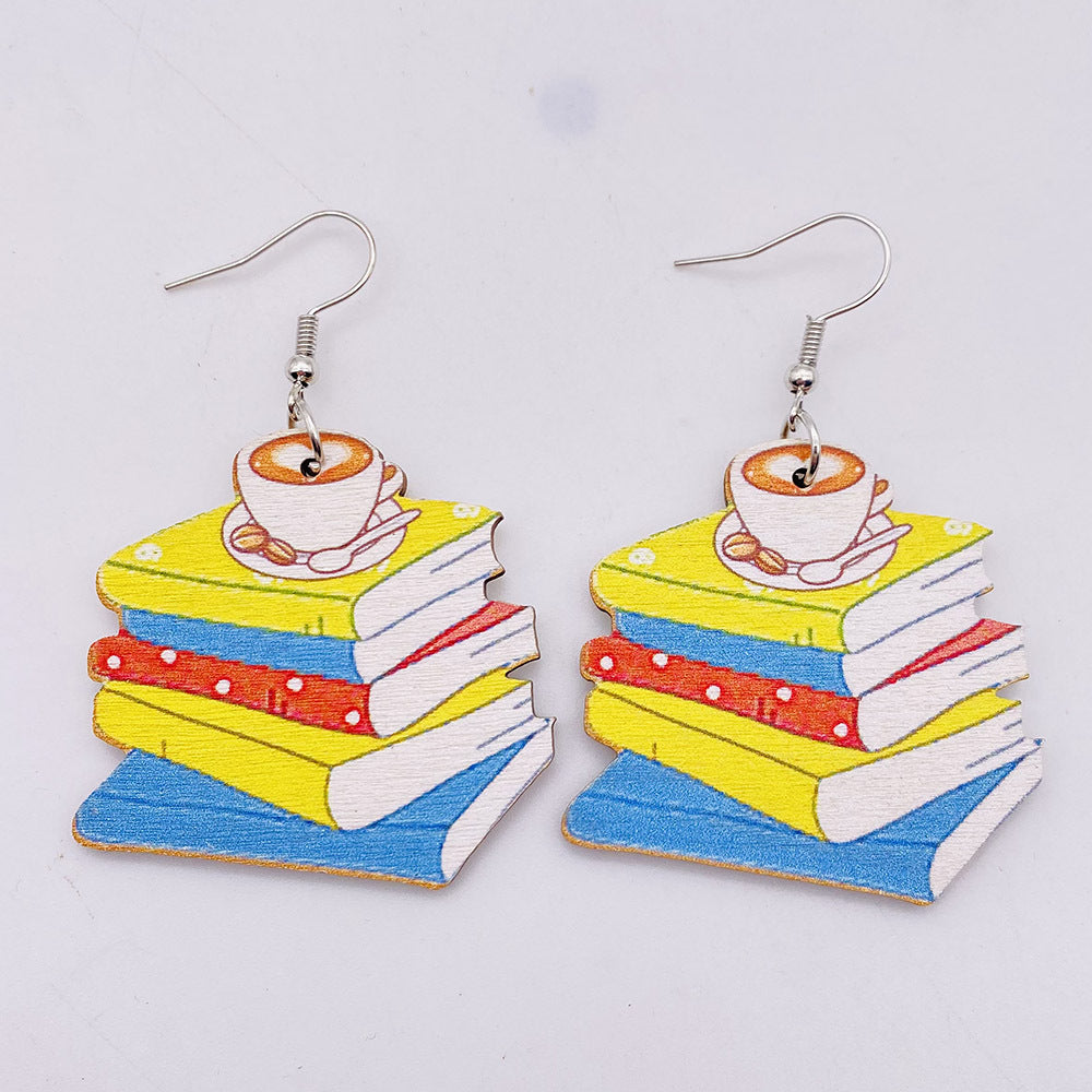 Alloy student wooden earrings MIC-ChenY008