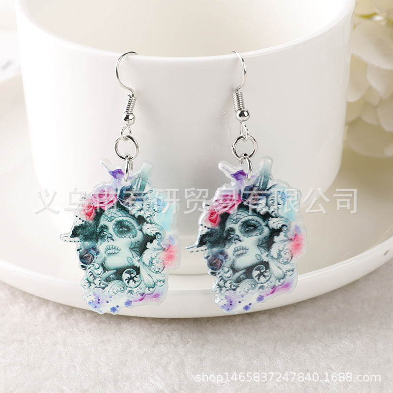 Resin Skeleton Girl Earrings (Minimo de Compra 2) MIC-YouY008