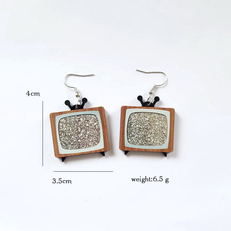 Acrylic retro style retro TV earrings MYA-XueP076