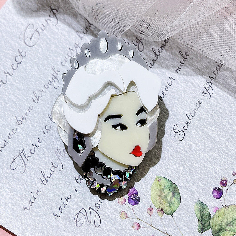 Acrylic Gray Haired Girl Character Cute Brooch Minimo de compra≥2 MIC-BenD003