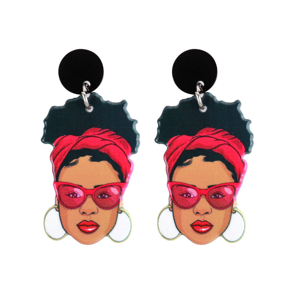 Acrylic Women's Head Embossed Earrings MIC-ChouD026