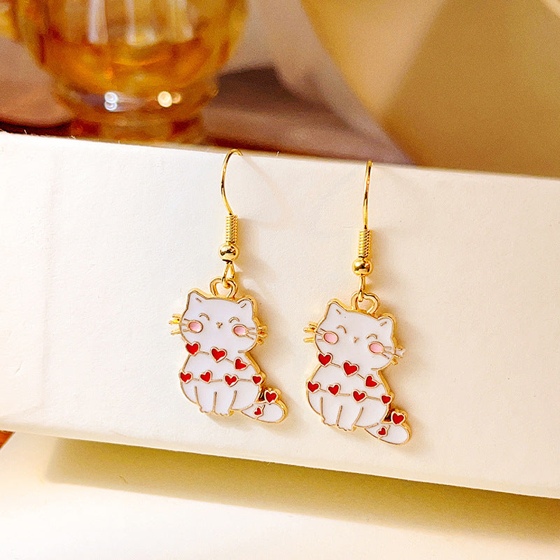 Acrylic Black and White Love Cat Earrings MIC-JianL018