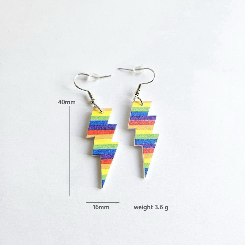 Acrylic Seven Color Rainbow Earrings MYA-XueP082