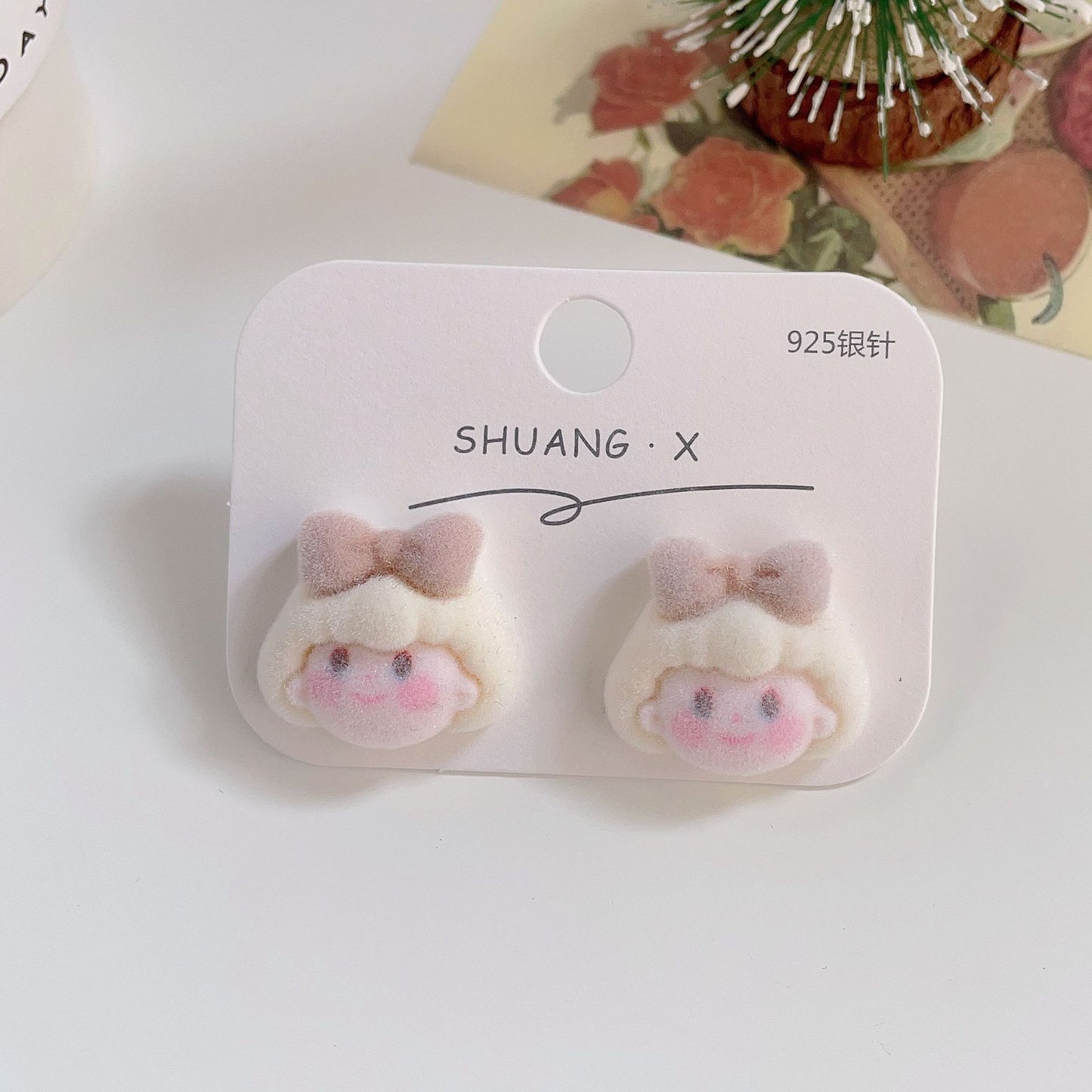 Acrylic flocked cute earrings (Minimo de Compra 2) MYA-ShuangX032